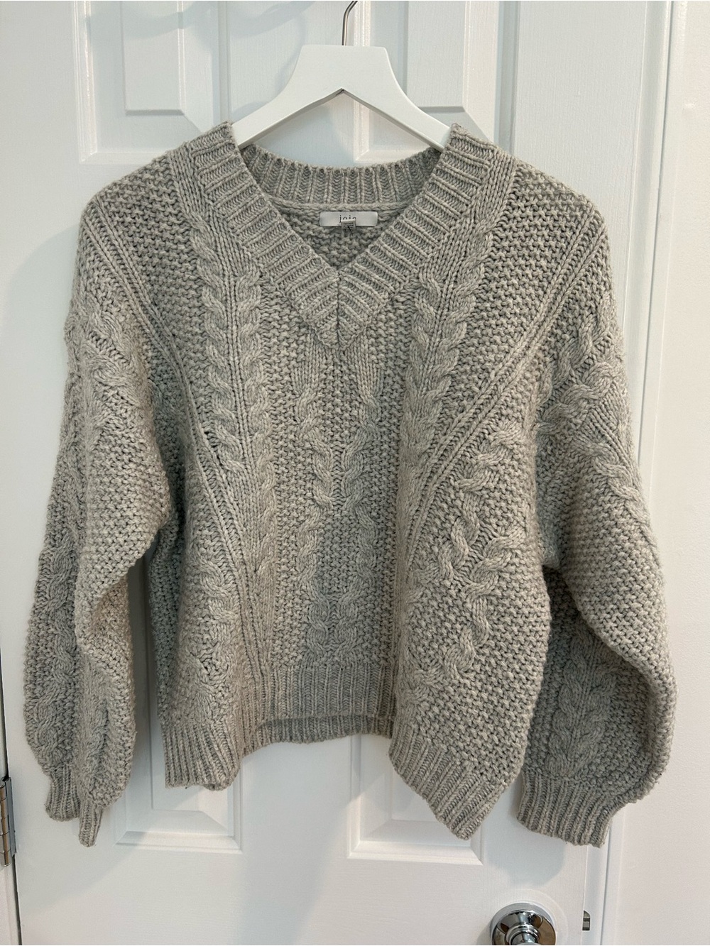 Joie Wool Blend Cable Knit V Neck Sweater XS
